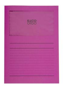 Ordnungsmappen mit Sichtfenster und Linien 220x310 mm Eosinrot 120 g/qm